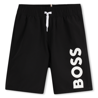 BOSS Traje de baño para niño y adolescente tipo short ajustable negro